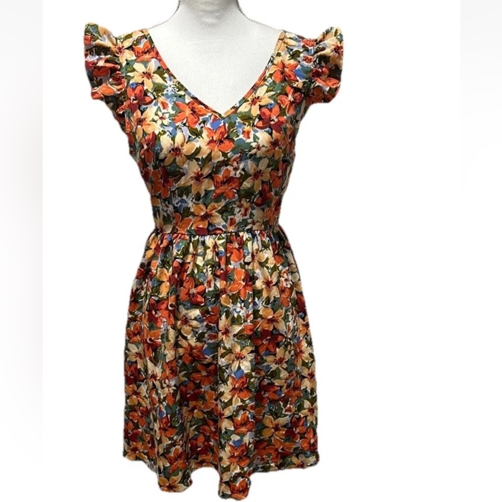 CUPSHE Womens Open Tie Back Flowy Mini‎ Floral Sundress Size Small Tropical NWT